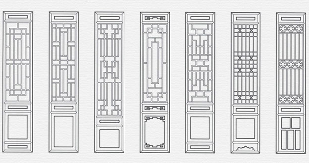 西湖常用中式仿古花窗图案隔断设计图